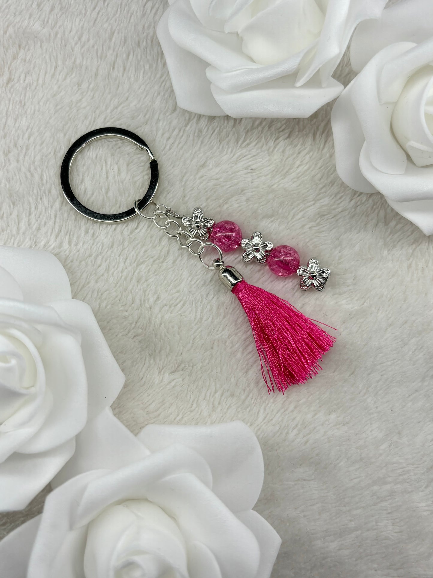 Porte clés Pompons Rose Flash