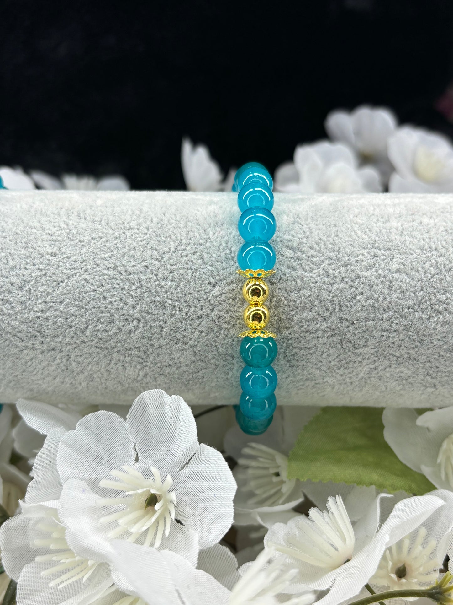 Flower Bleu Turquoise Doré Femme