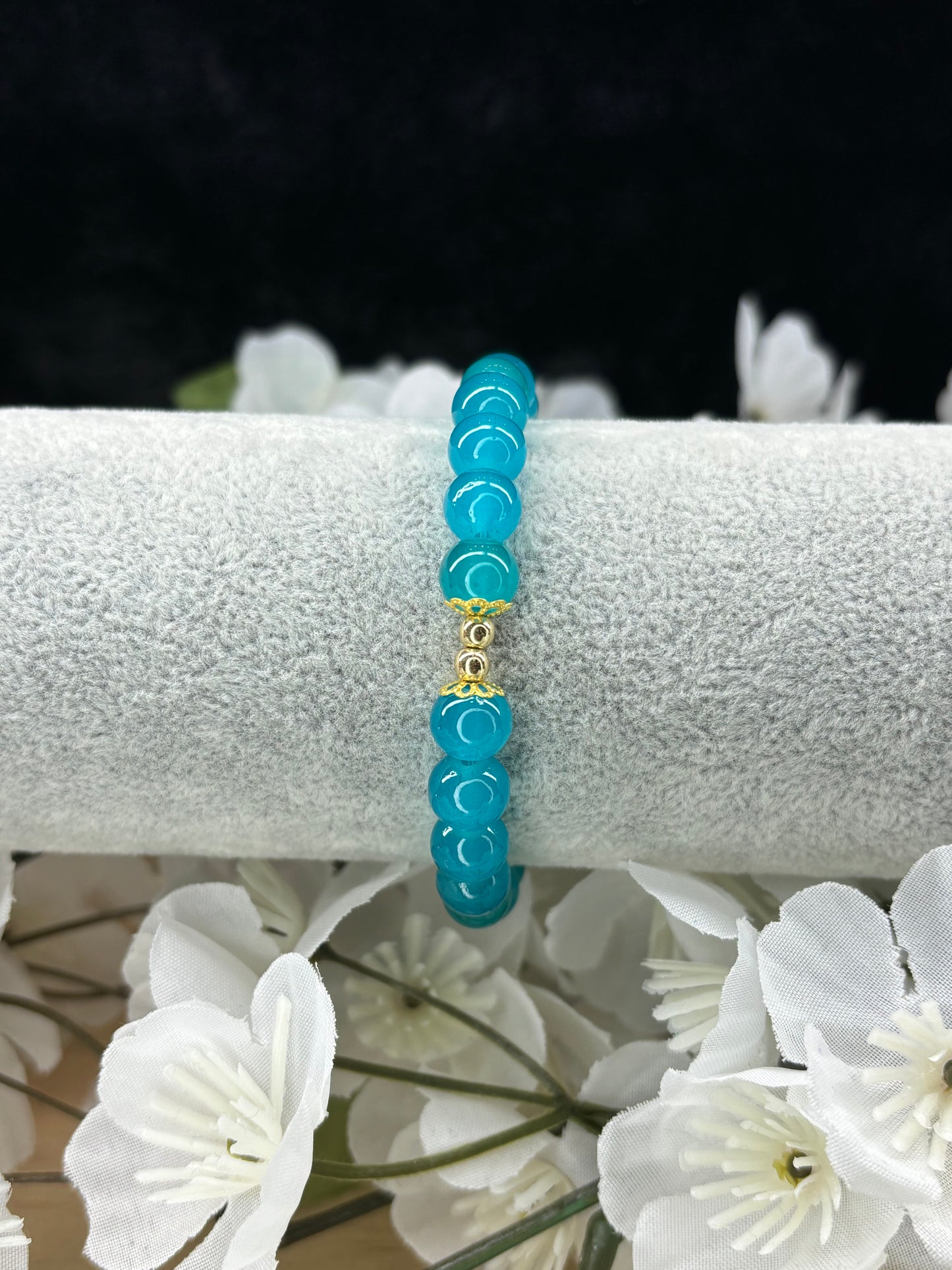 Flower Bleu Turquoise Doré Femme