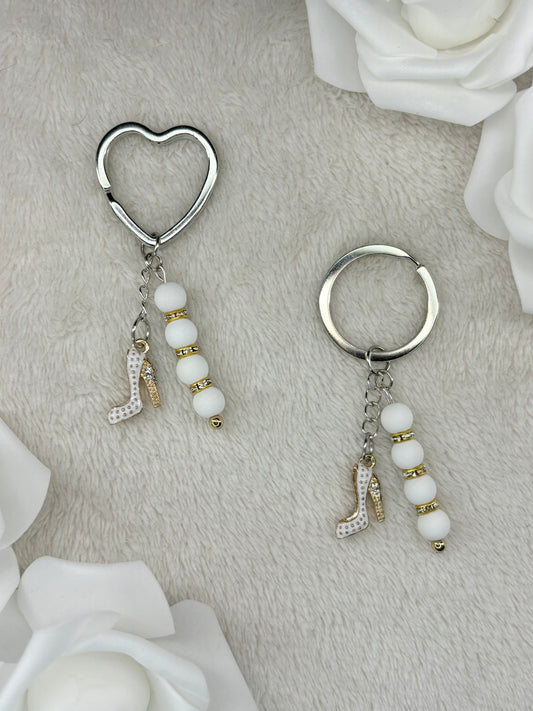 Porte clés Talon Strass Blanc Mat