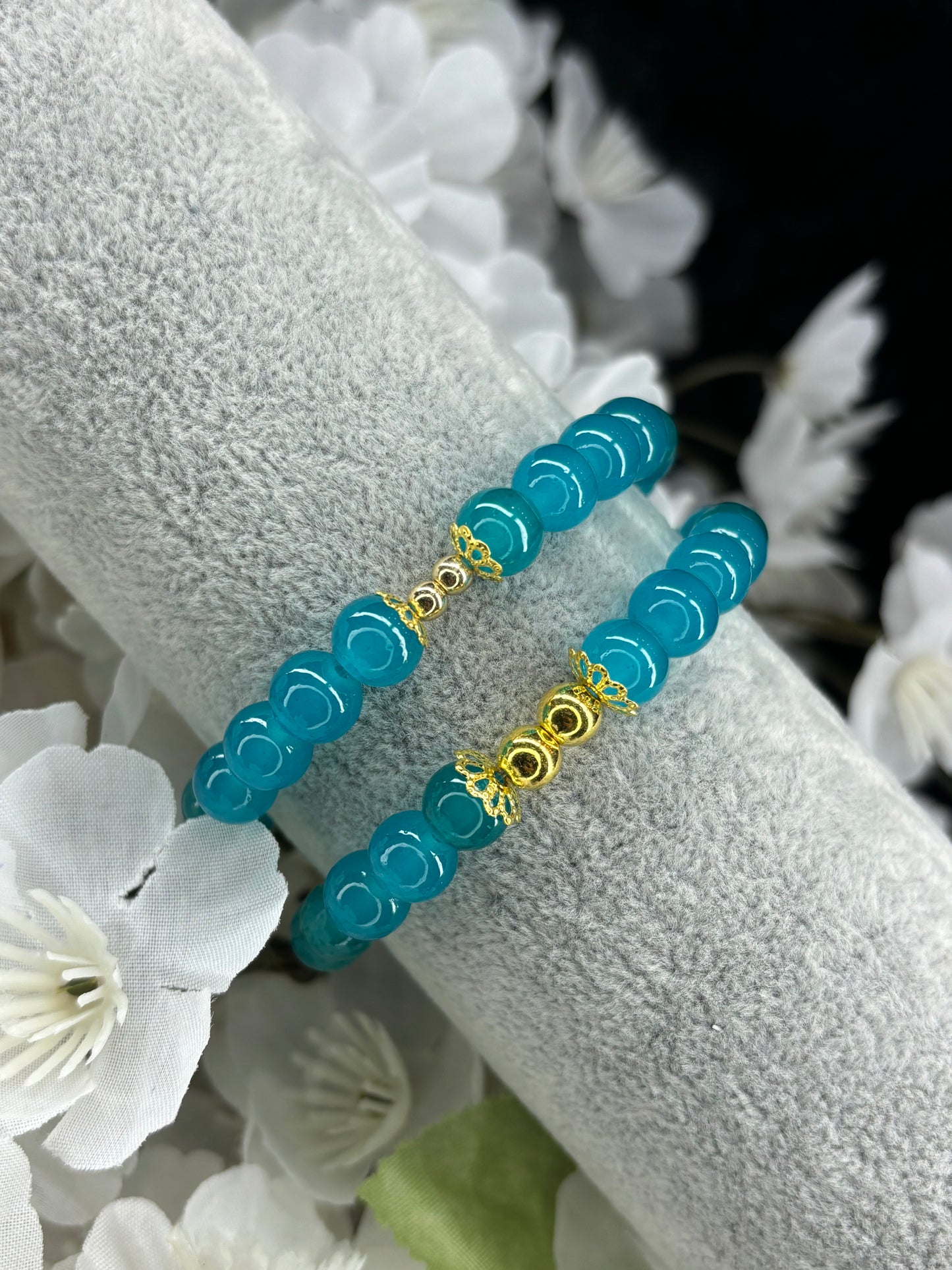 Flower Bleu Turquoise Doré Femme